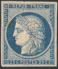 25 centimes Cérès bleu , grande fraîcheur  TB